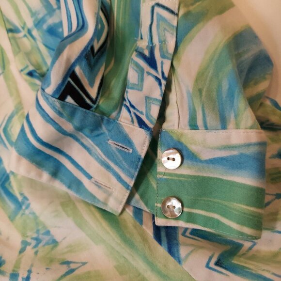 Chico's Blouse womens L geometric bright colorful Button boho career casual fun - Picture 11 of 12